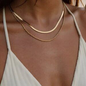 2 in 1! Layered Gold Chain Necklace Non-tarnish Gold Layering Necklace Gorgeous